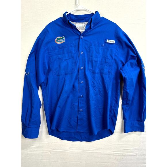 Columbia PFG Shirt Mens Small Blue Florida Gators Football Long Sleeve Button Up - Picture 6 of 10